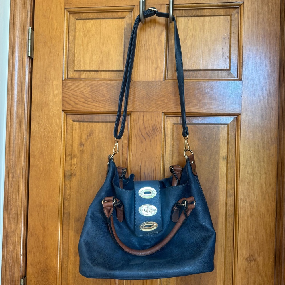 Women’s Navy and Brown Shoulder Bag - Unbranded
